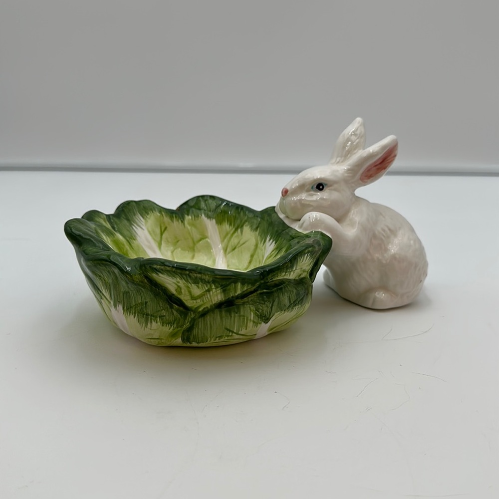 EASTER BUNNY CANDY OR VEGGIE DIP DISH - H PAINTED BY PALM